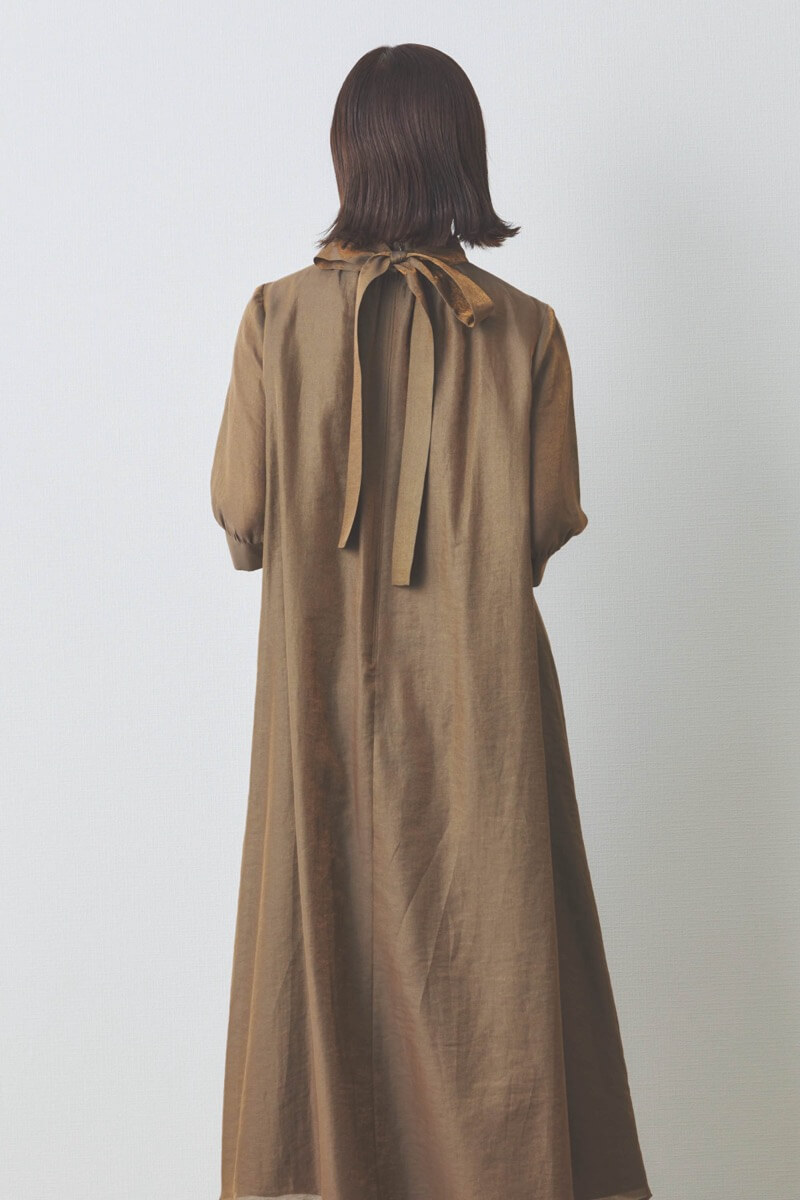 ブラウンのシャンブレーAラインドレス