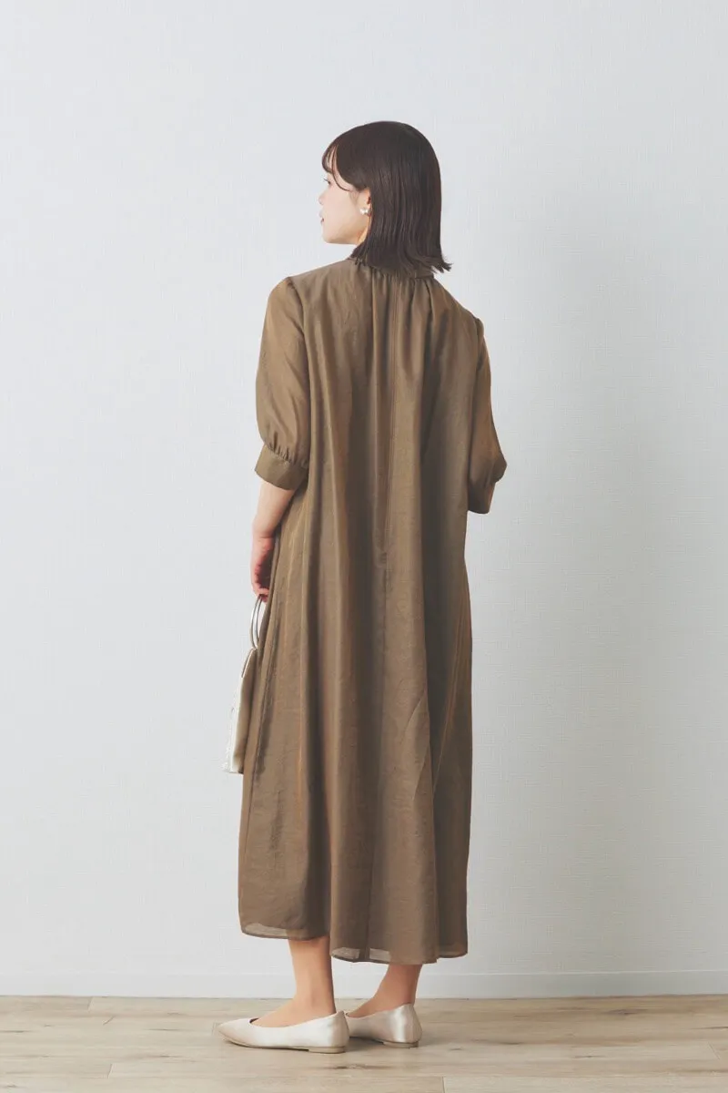 ブラウンのシャンブレーAラインドレス