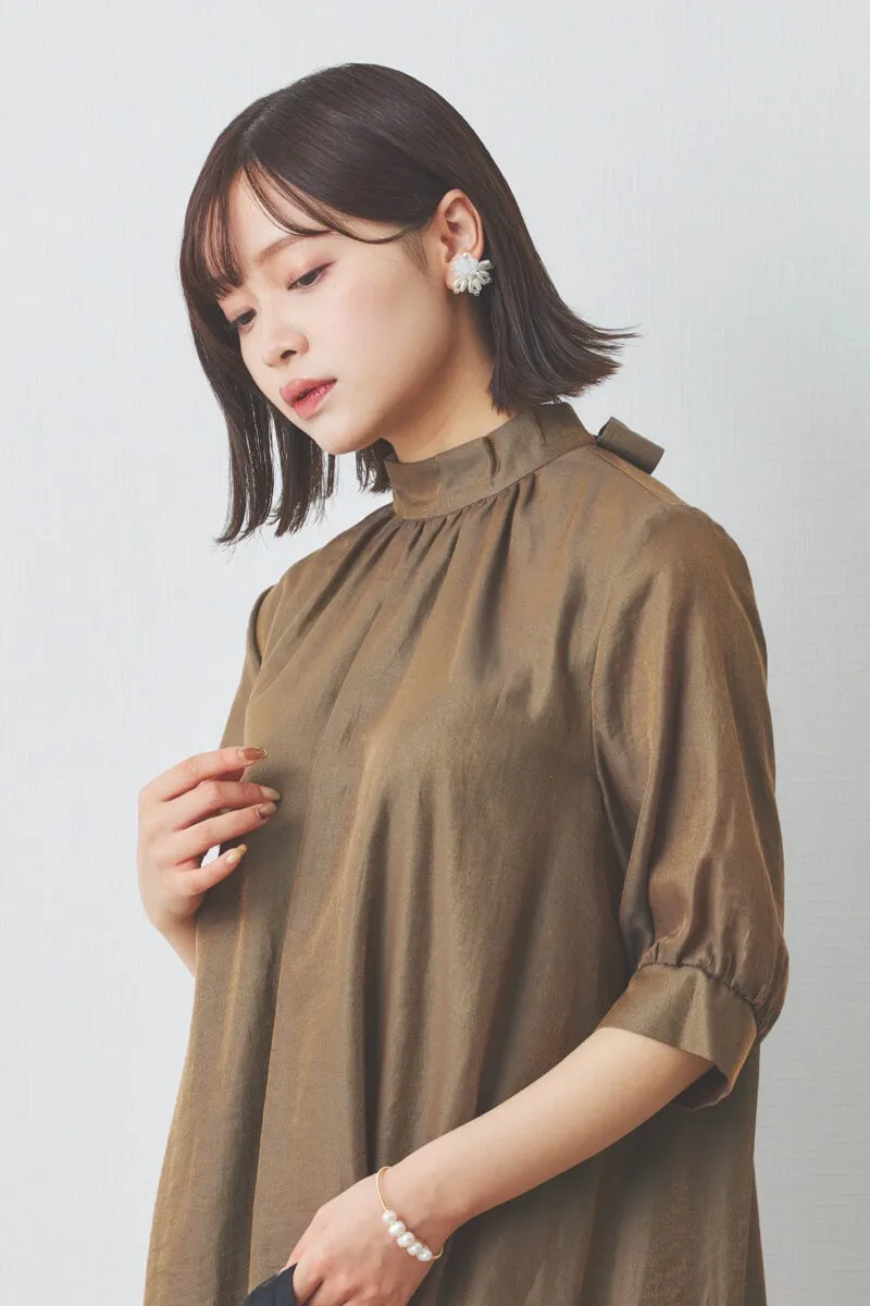 ブラウンのシャンブレーAラインドレス