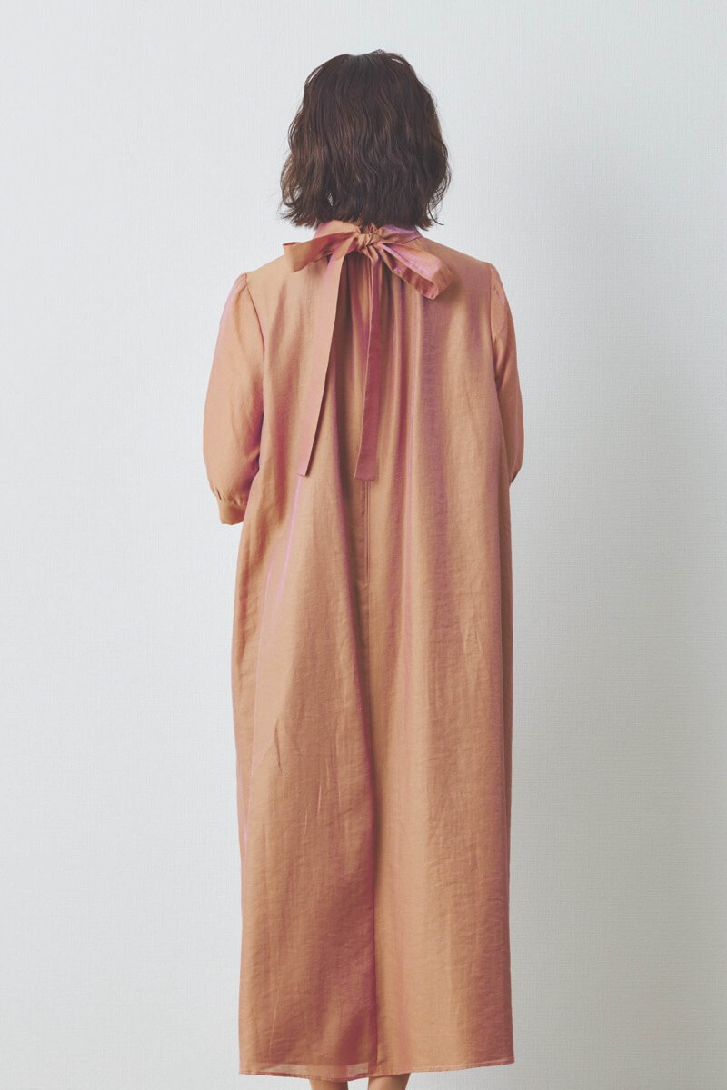 オレンジのシャンブレーAラインドレス