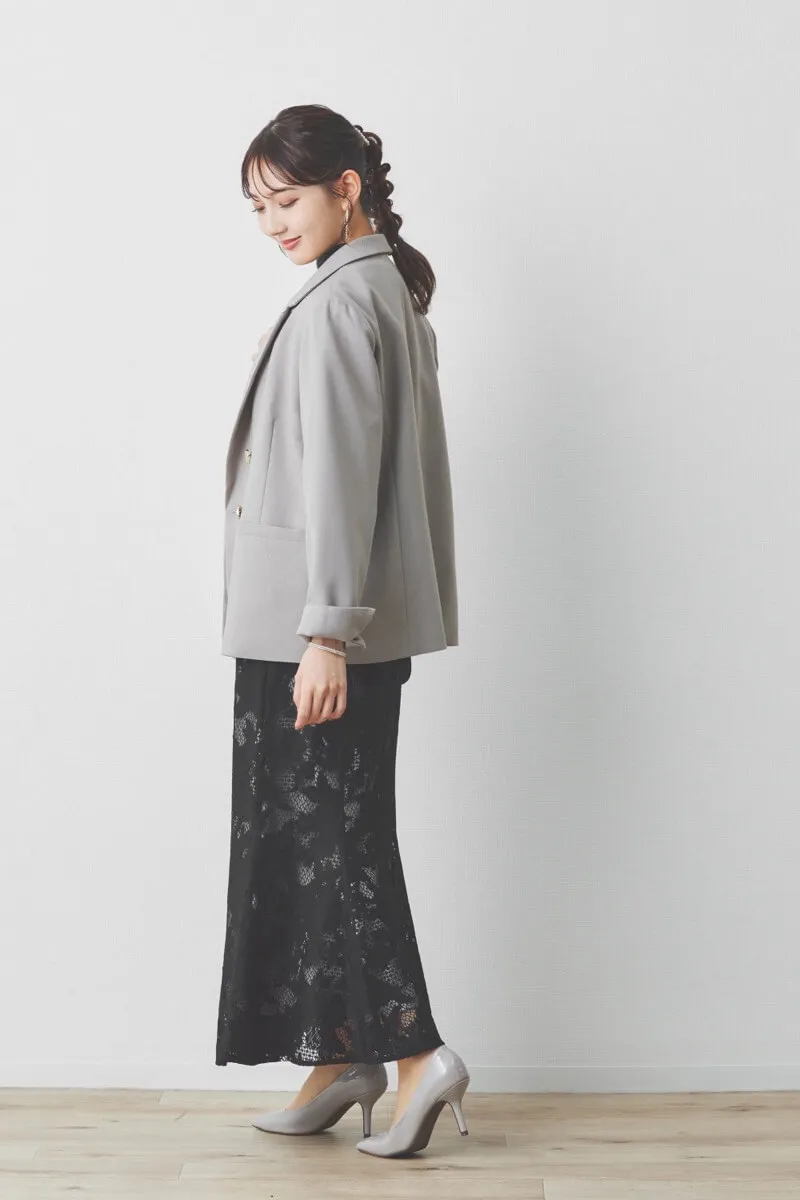 ブラックのクラフトレースマーメイドドレス