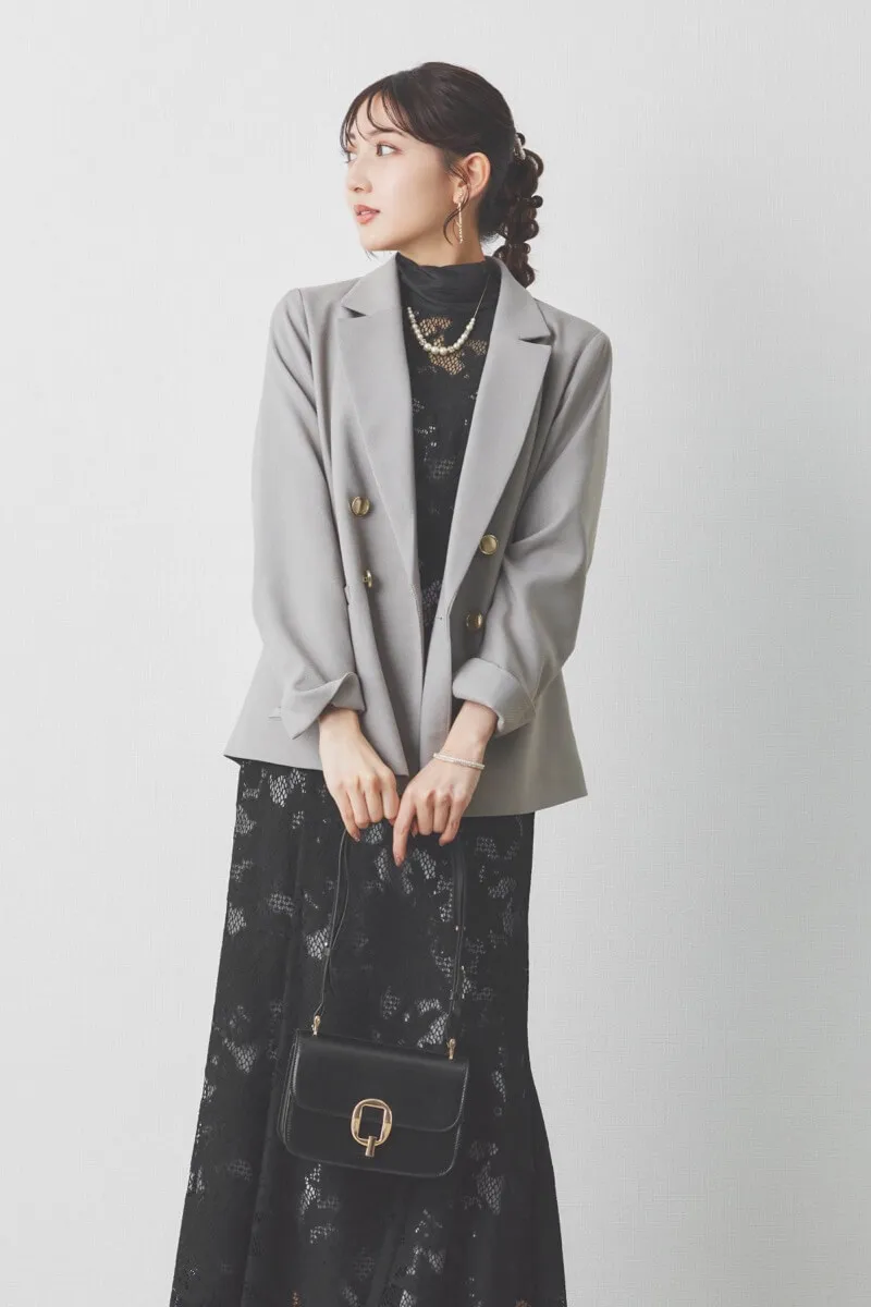 ブラックのクラフトレースマーメイドドレス