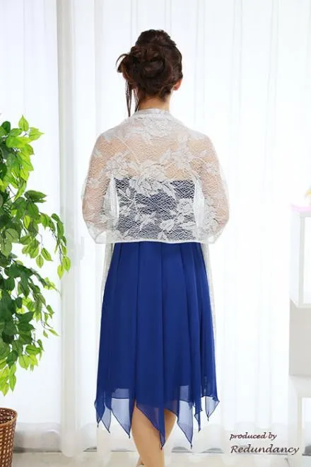 ロイヤルブルーのアシンメトリーシフォンドレスコーディネートセット