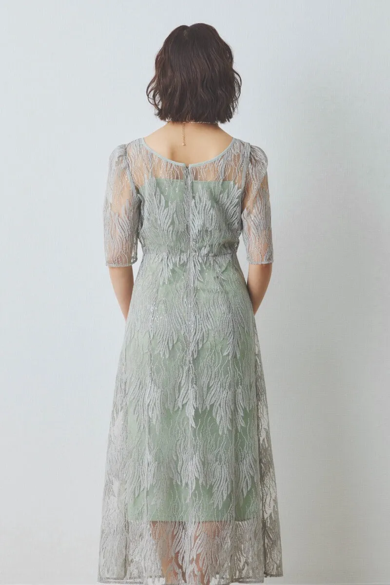 ミントのスパンコールアネモネドレス