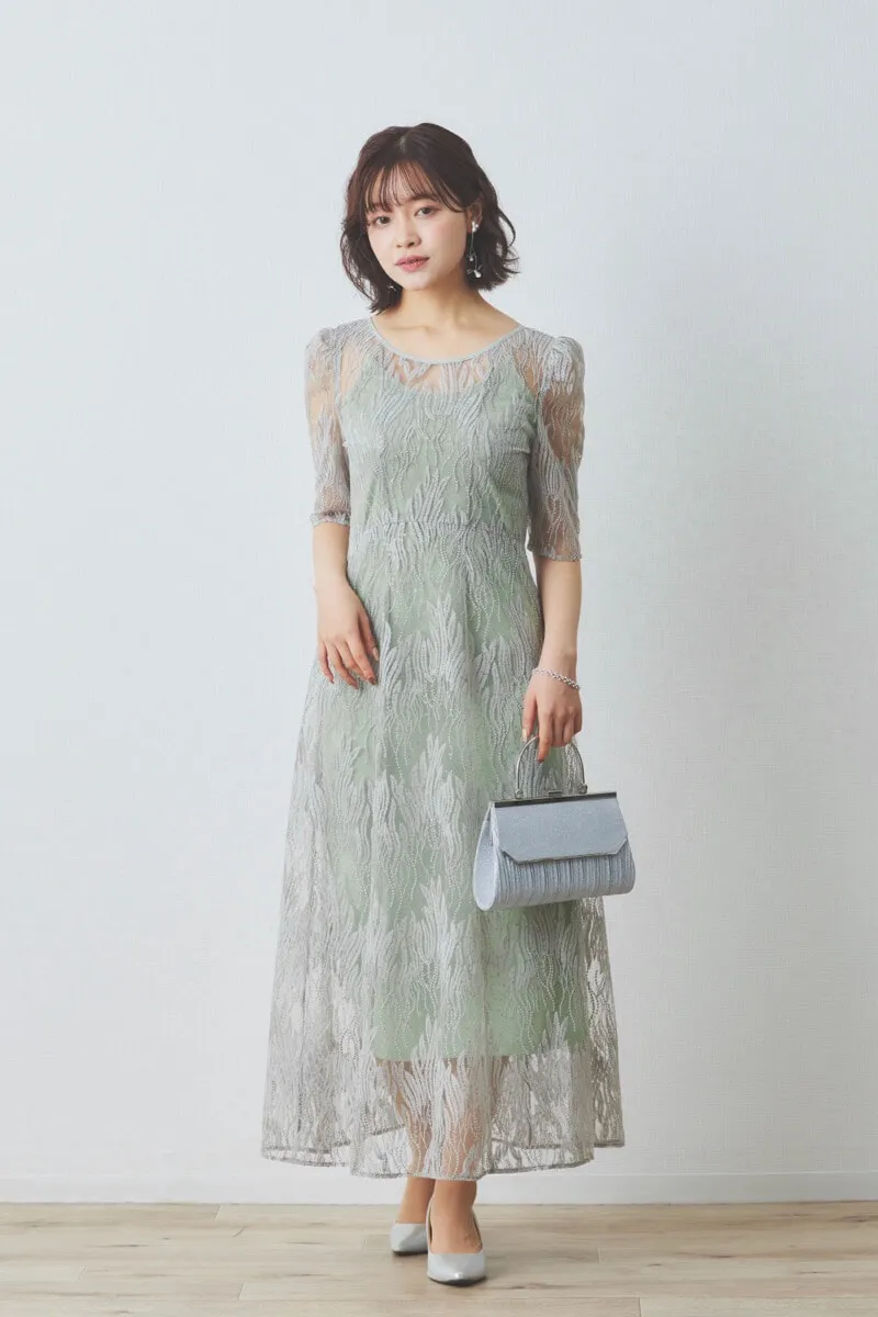 ミントのスパンコールアネモネドレス