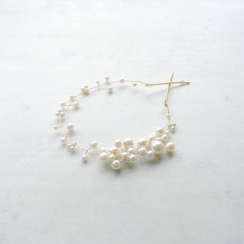 パールのアシンメトリーヘッドドレス(ピン2本セット)