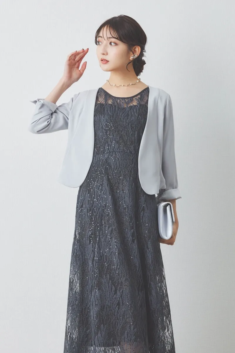 ダークグレーのスパンコールアネモネドレス