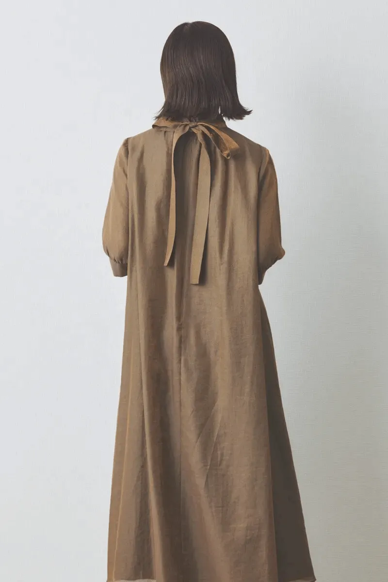 ブラウンのシャンブレーAラインドレス