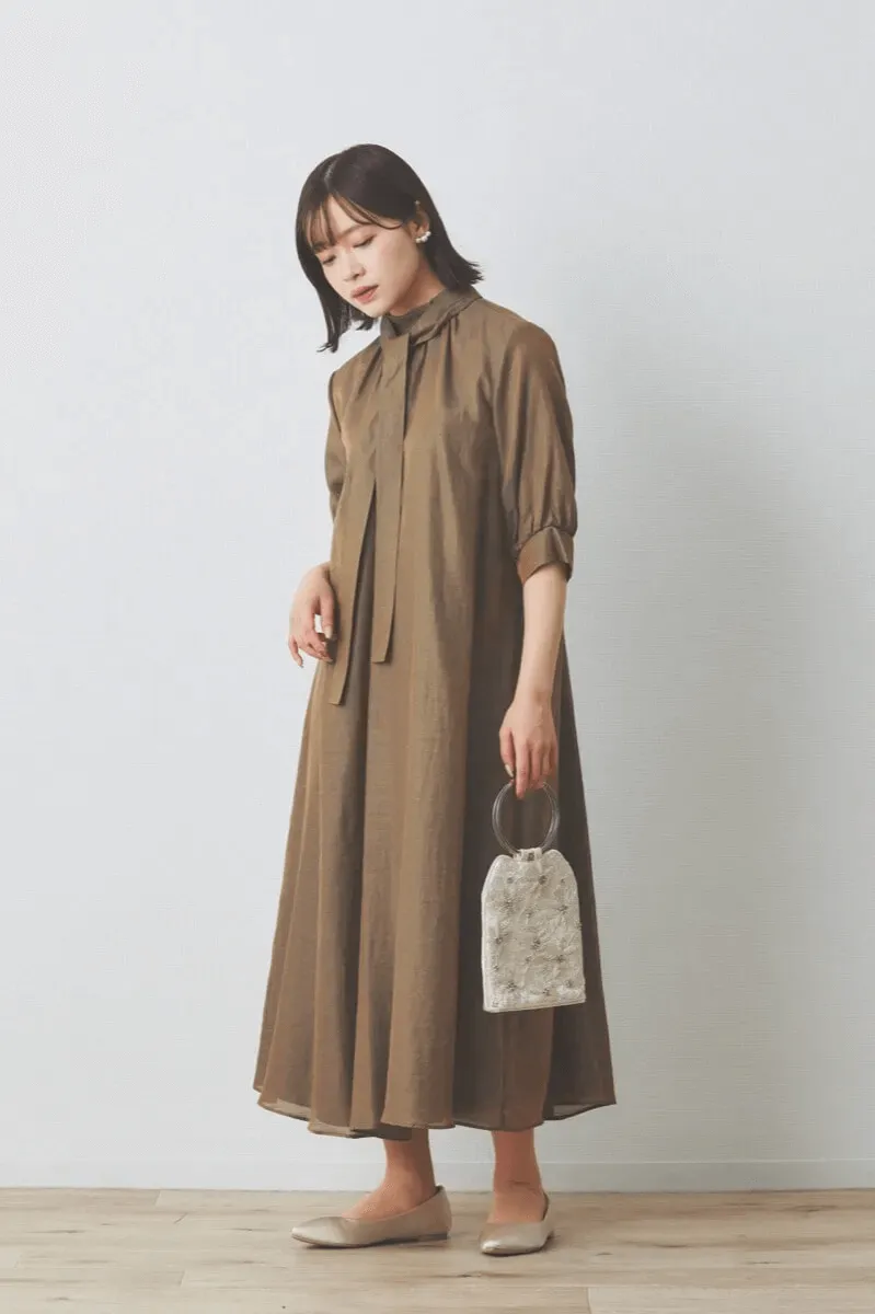 ブラウンのシャンブレーAラインドレス