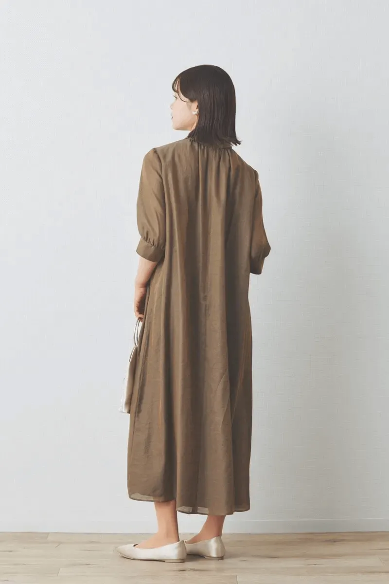 ブラウンのシャンブレーAラインドレス