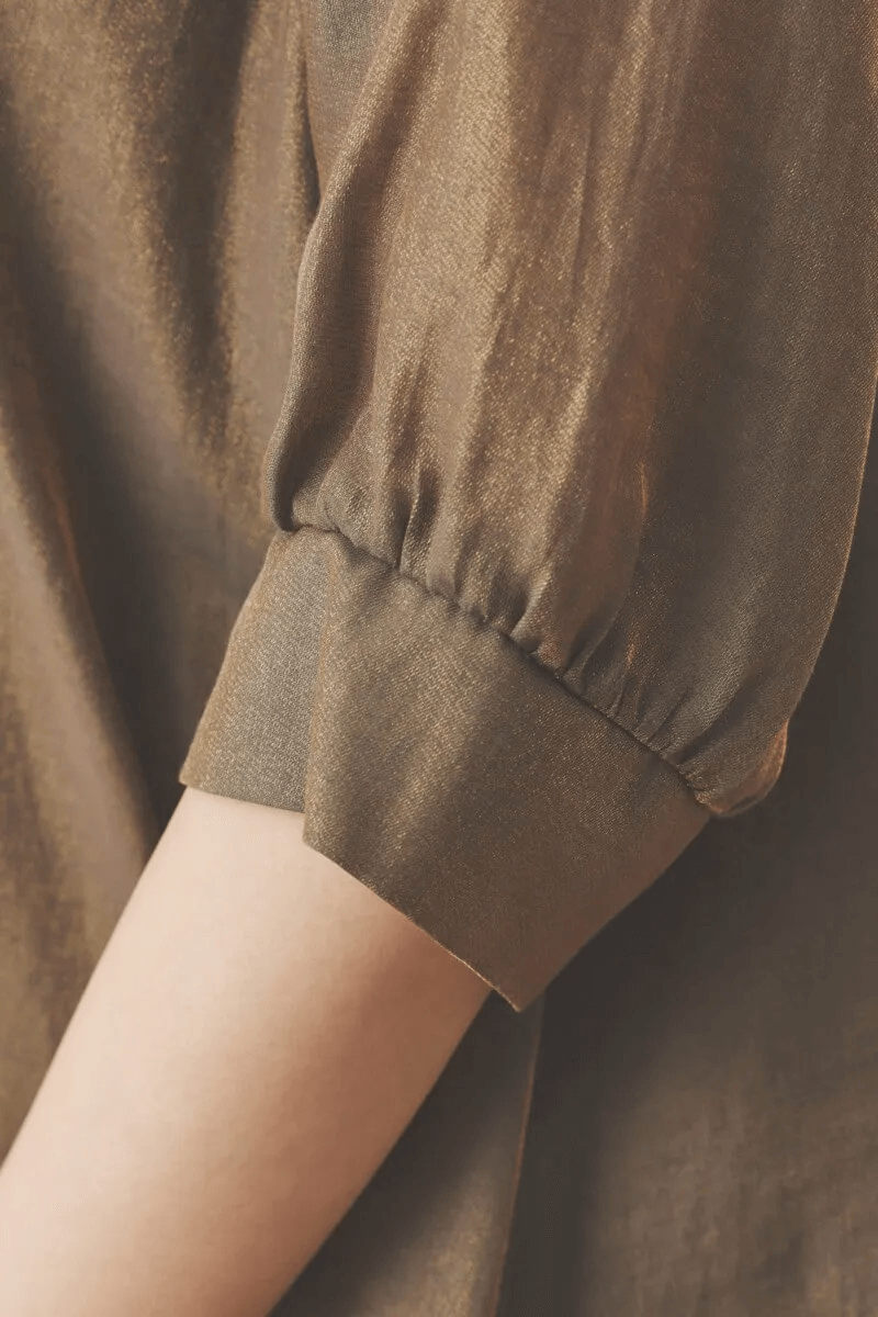 ブラウンのシャンブレーAラインドレス