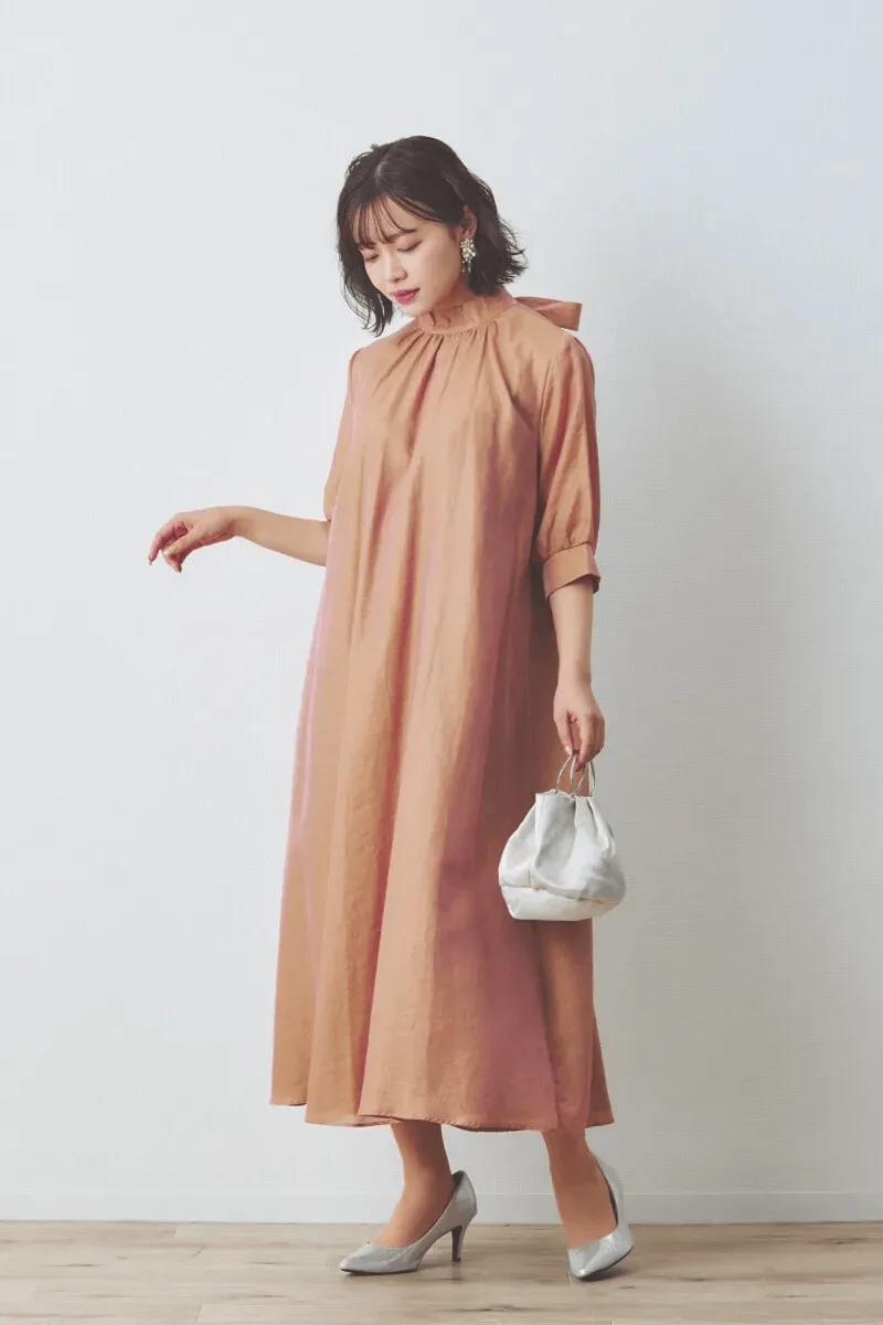 オレンジのシャンブレーAラインドレス