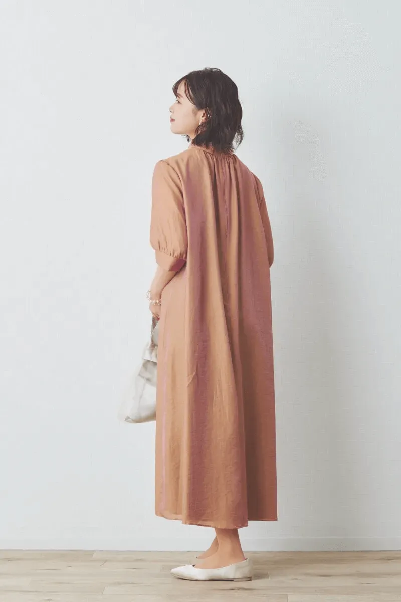 オレンジのシャンブレーAラインドレス