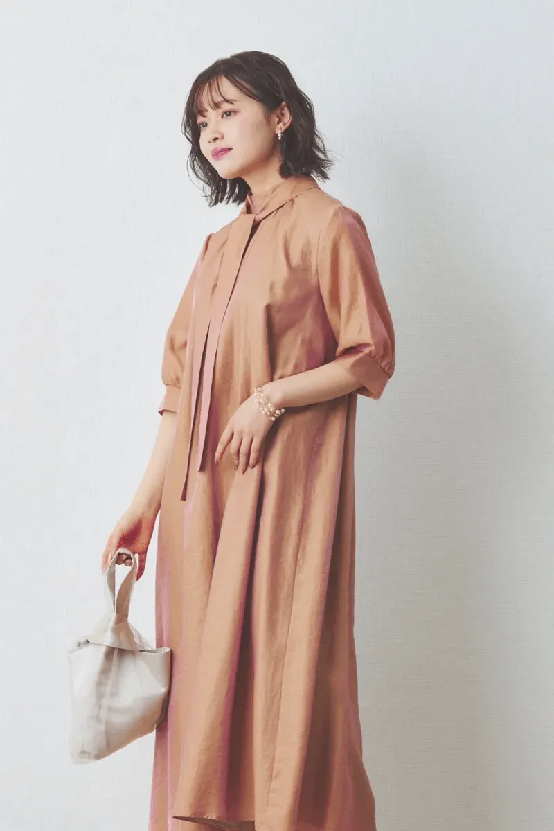 オレンジのシャンブレーAラインドレス