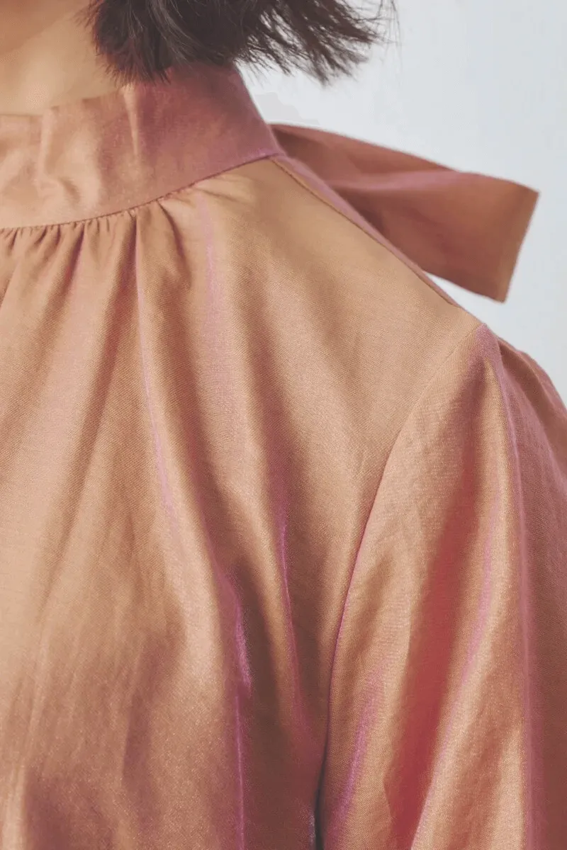 オレンジのシャンブレーAラインドレス