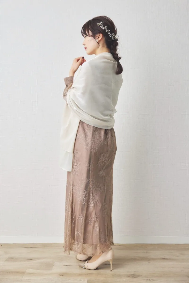 モカのバックリボン総レースドレス