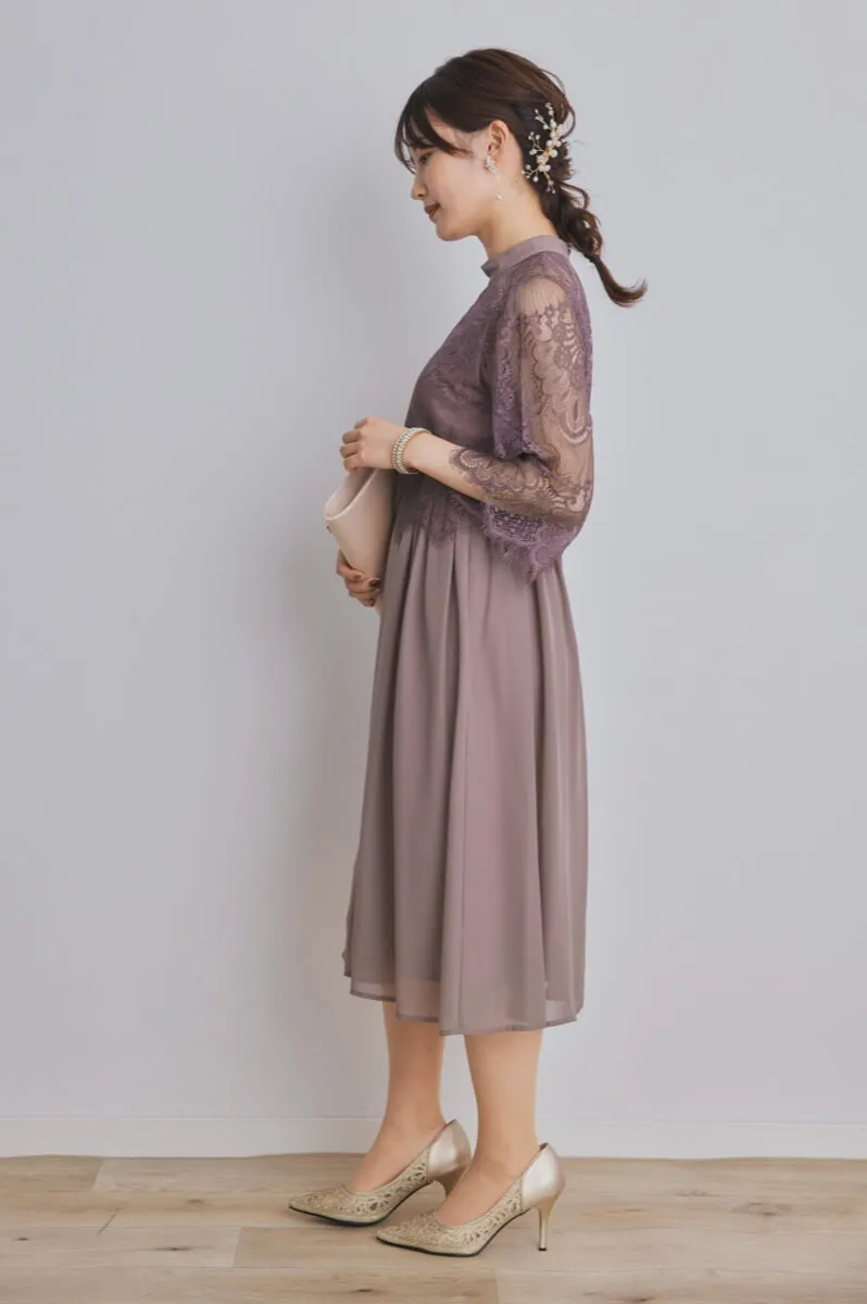 モカのボトルネックフレアドレス