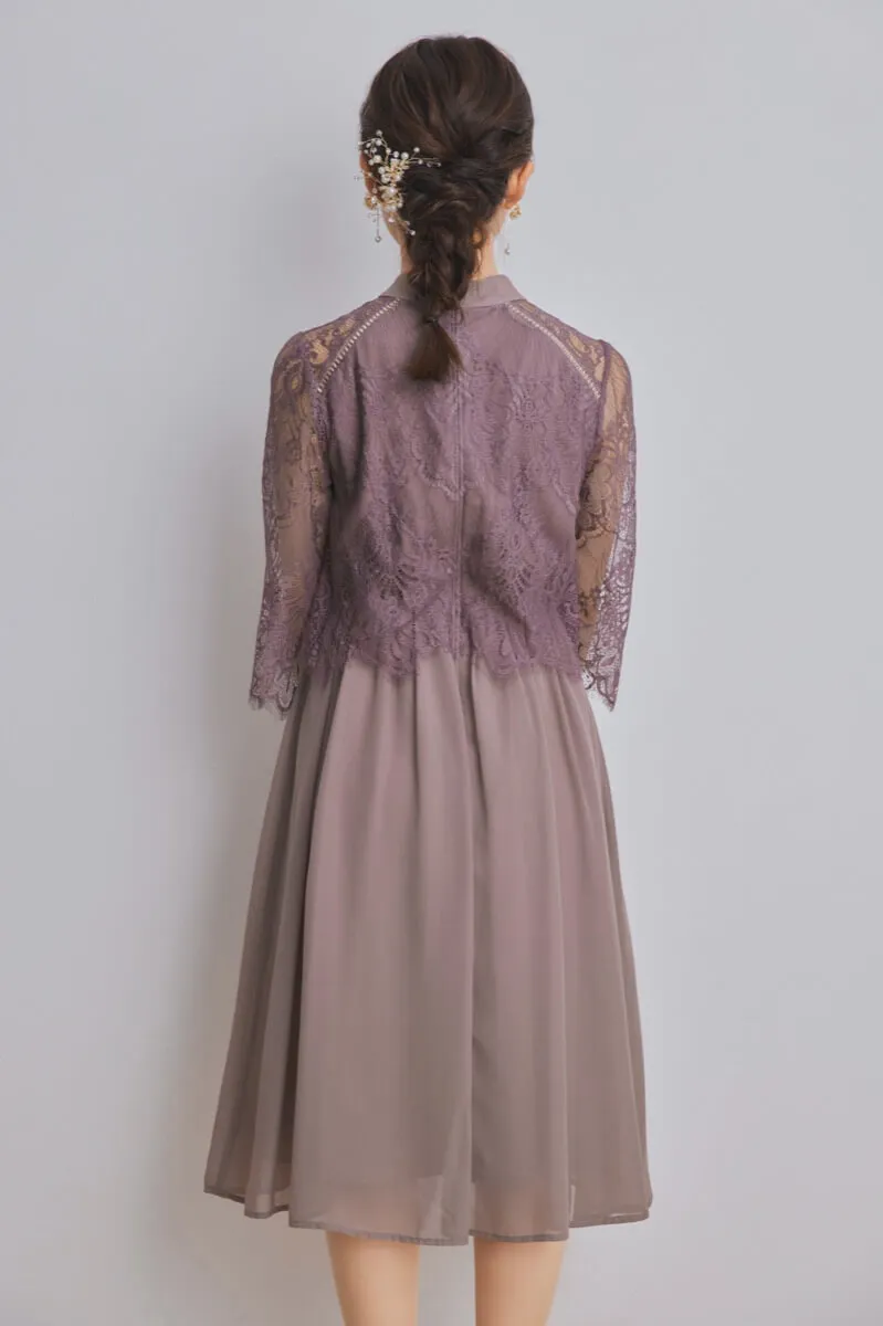 モカのボトルネックフレアドレス