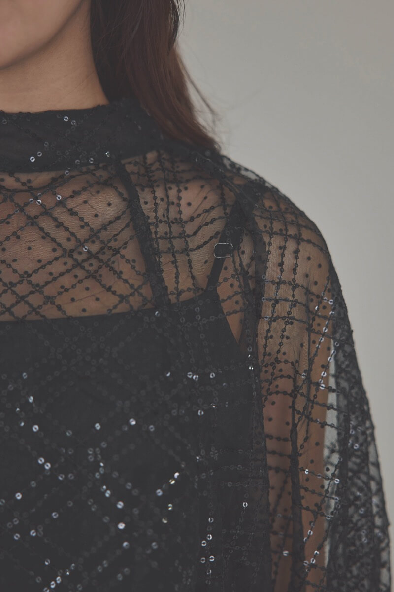 ブラックのパフスリーブボレロオールインワンドレス