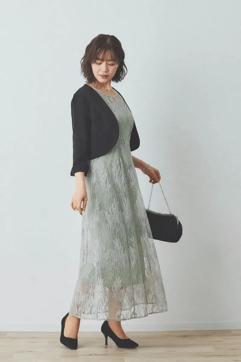 ミントのスパンコールアネモネドレス