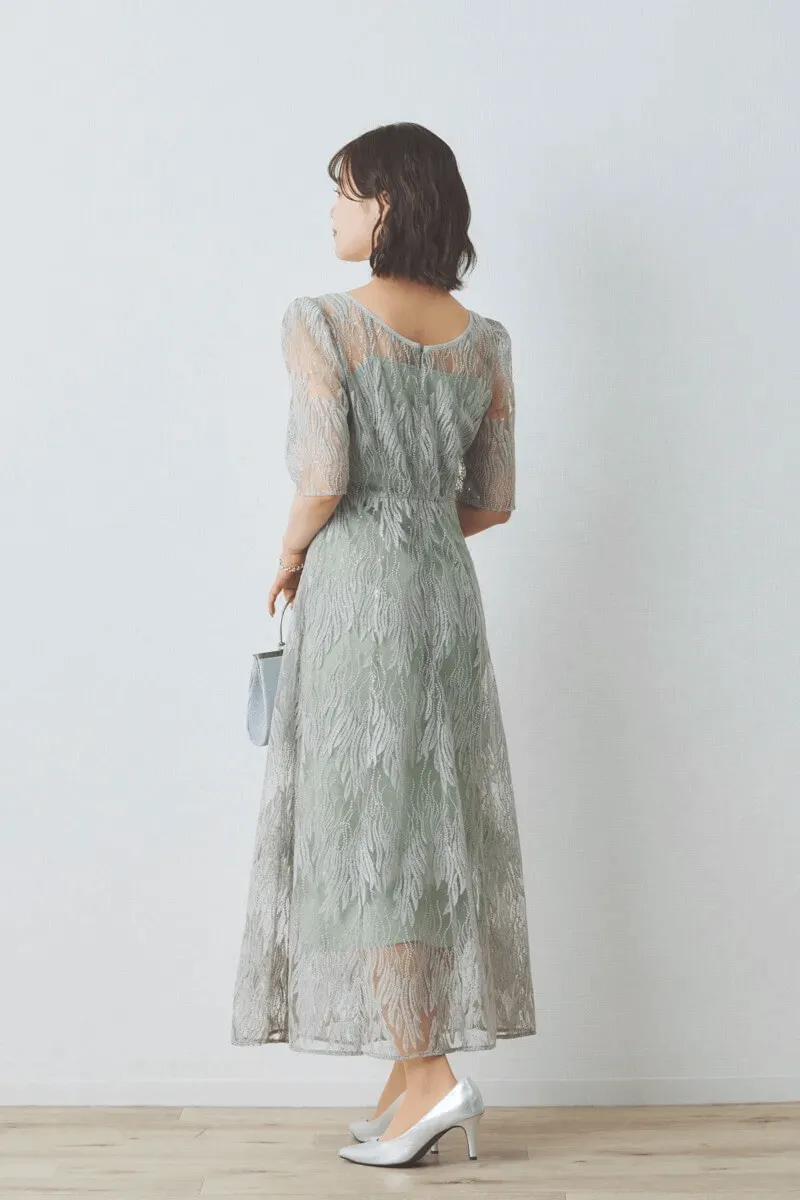 ミントのスパンコールアネモネドレス