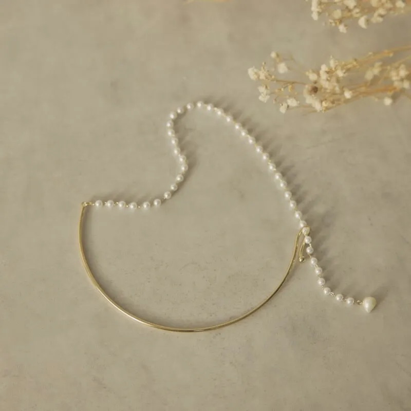 ゴールド×パールのフックチョーカー