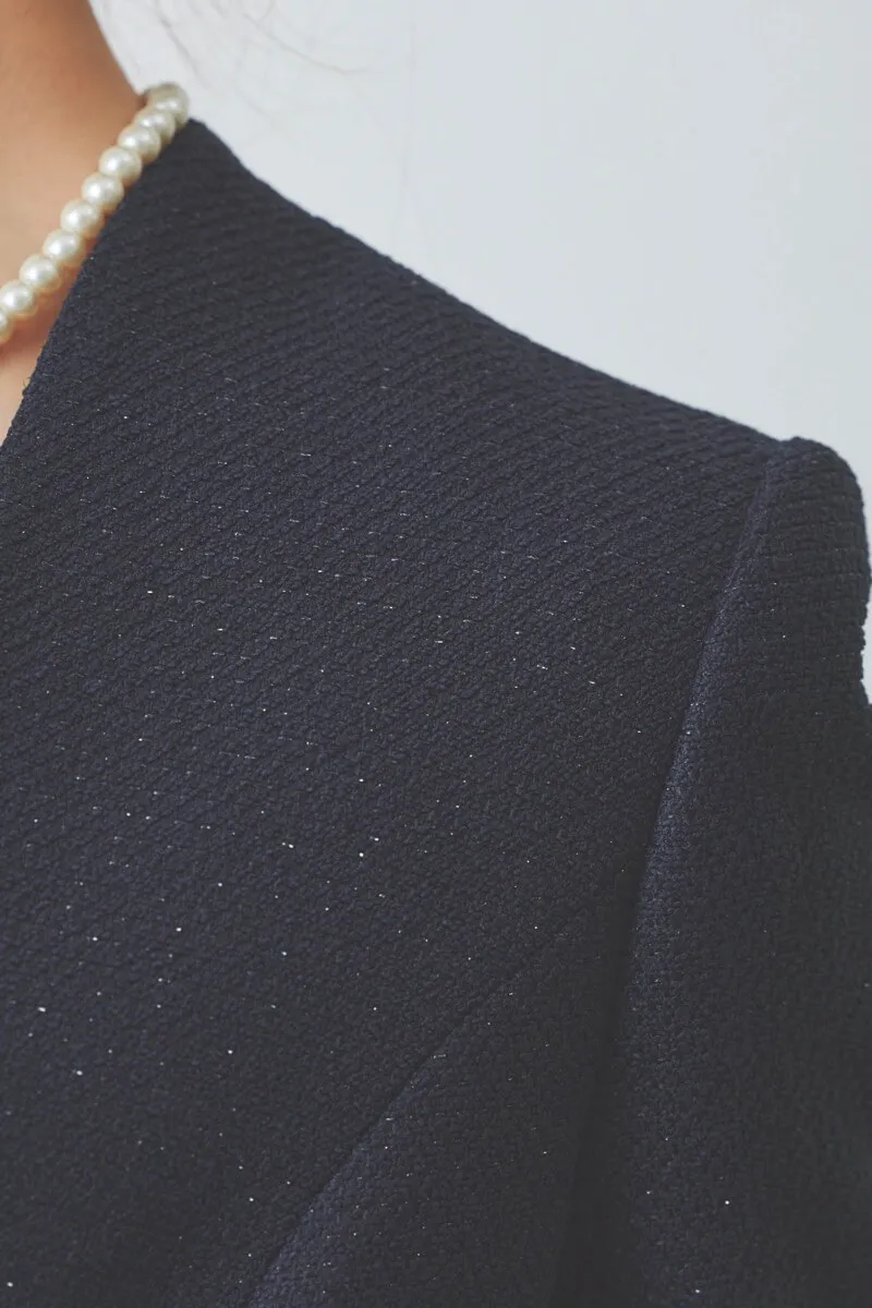 ネイビーのレース袖ワイドパンツセレモニースーツセット