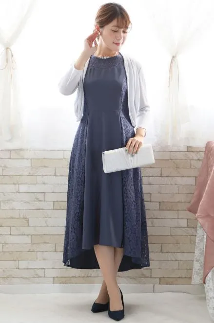 シルバーのラメ入り7分袖ボレロ