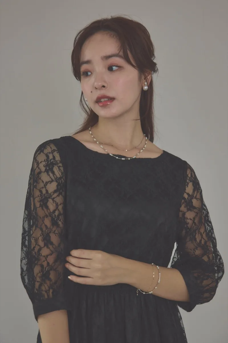 パールとゴールドチェーンの2連ブレスレット