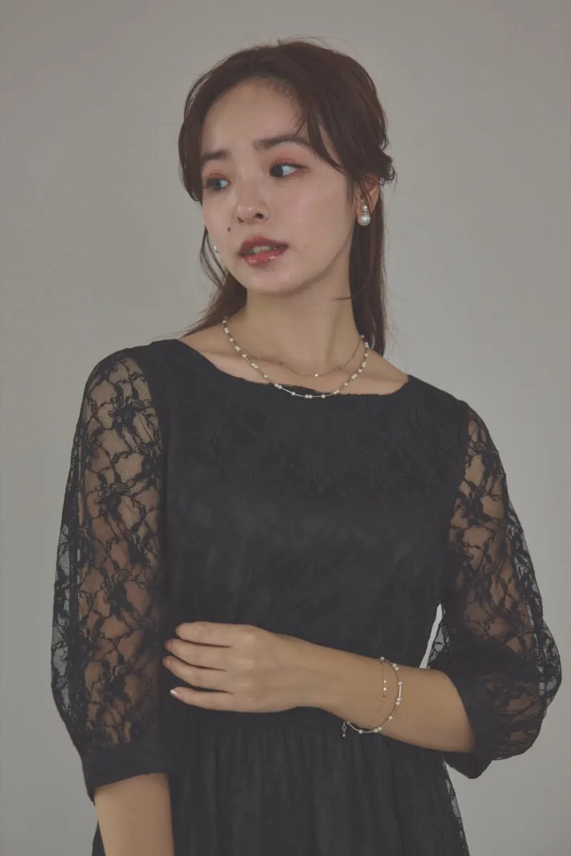 パールとゴールドチェーンの2連ネックレス