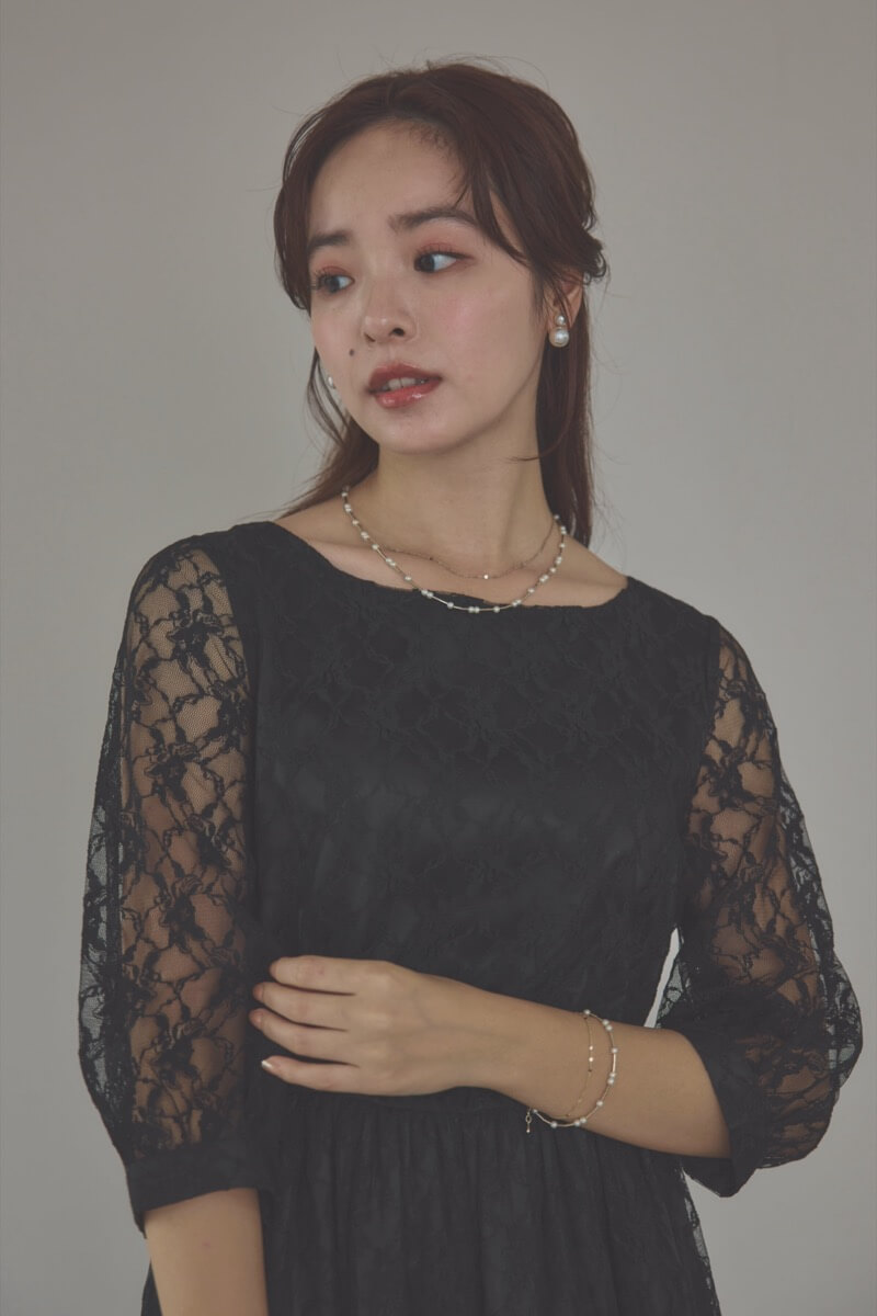 パールとゴールドチェーンの2連ネックレス