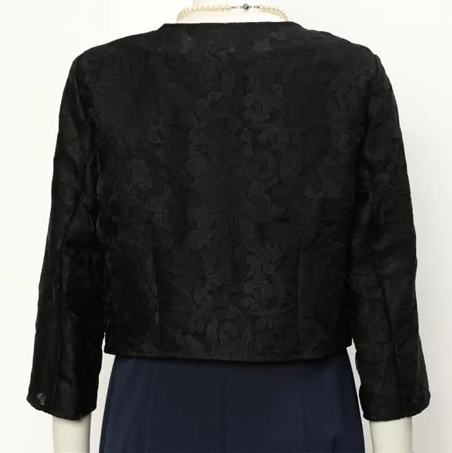 ブラックのオーガンジージャガードボレロ