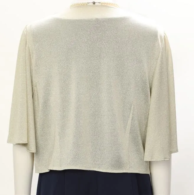 ゴールドのラメ入り五分袖ボレロ