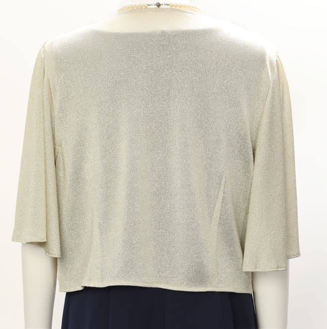 ゴールドのラメ入り五分袖ボレロ