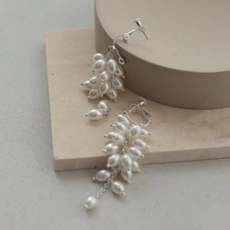 シルバーチェーンのブーケイヤリング