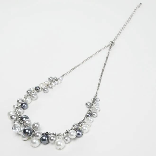 ブルーグレーのスタンドカラーレースドレスコーディネートセット