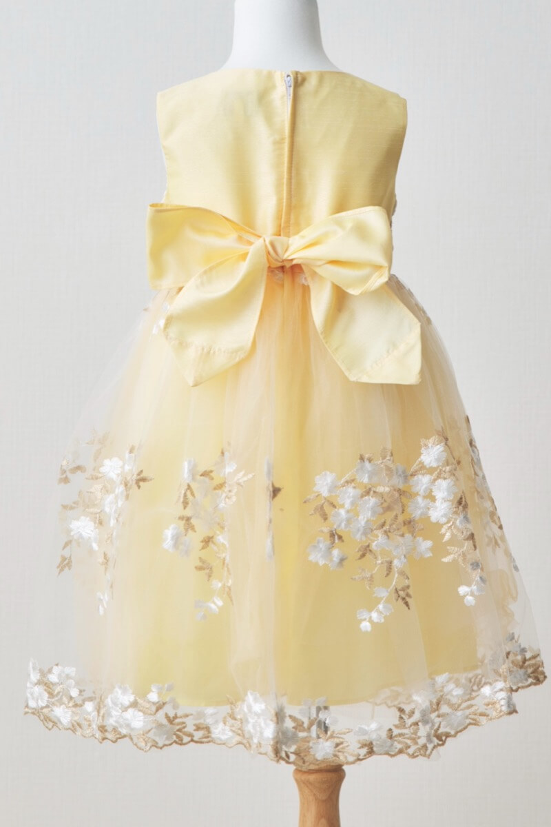 イエローフラワーエンブロイダリーキッズドレス