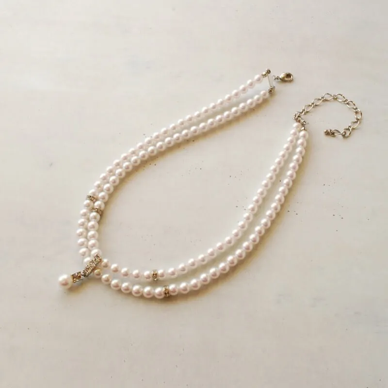 ビジューポイントのスイングパール2連ネックレス