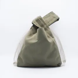 カーキのチュールハンドバッグ