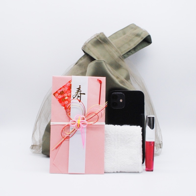 カーキのチュールハンドバッグ