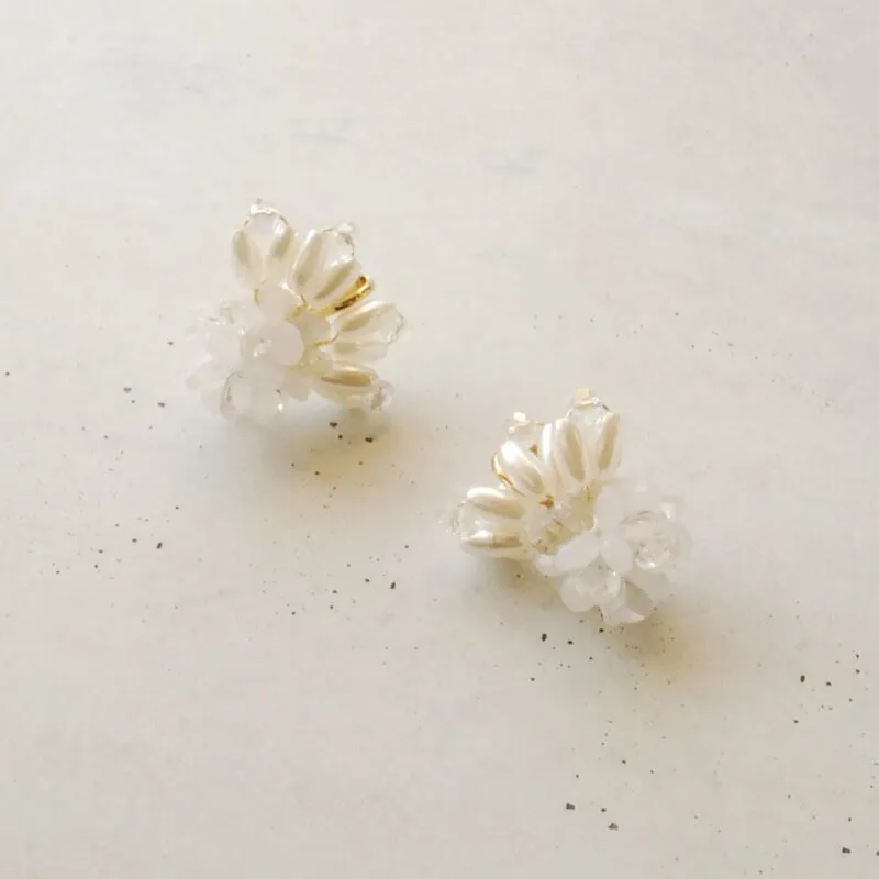 ライスパール×ビーズのボリュームイヤリング