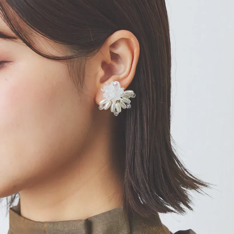 ライスパール×ビーズのボリュームイヤリング