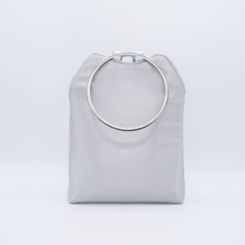 グレーのフラワー刺繍のミニポシェット