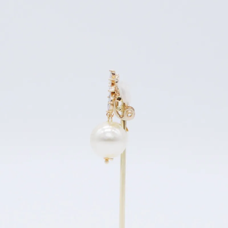 キュービックジルコニア×1粒パールのイヤリング