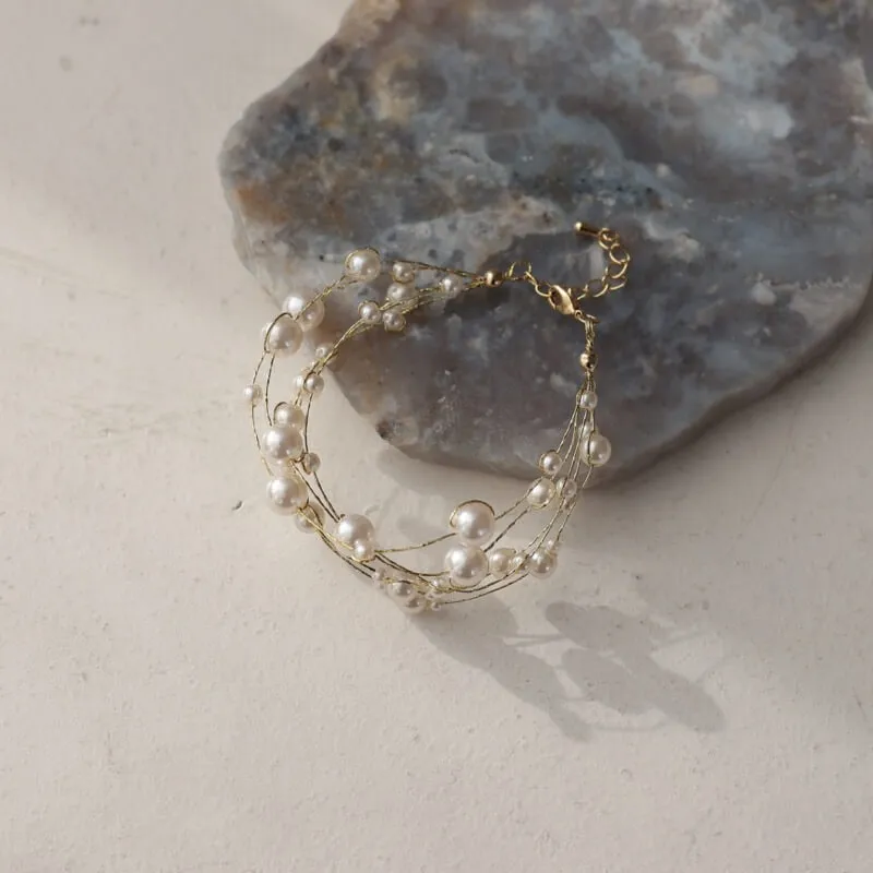 ランダムパールのワイヤーブレスレット