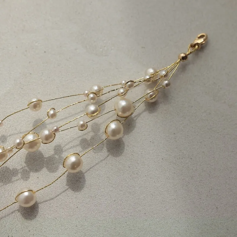 ランダムパールのワイヤーブレスレット