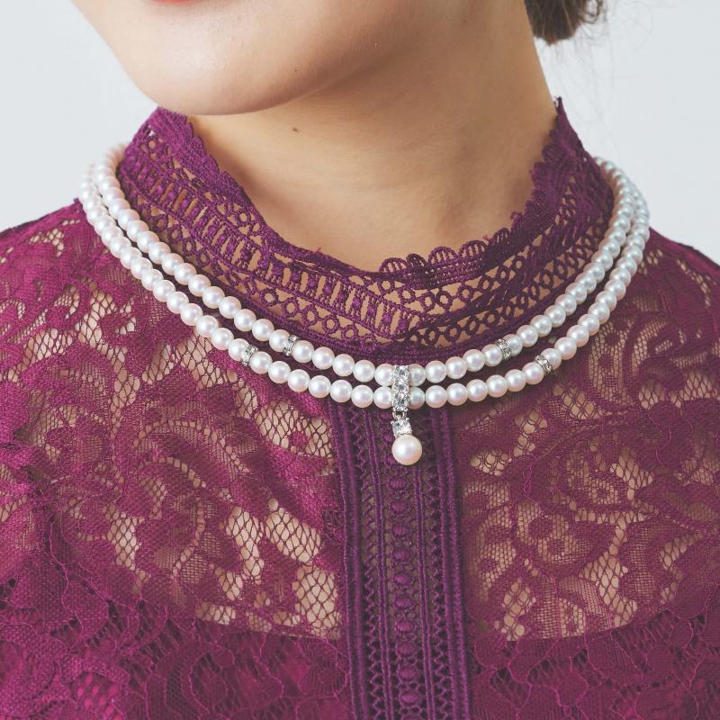 ビジューポイントのスイングパール2連ネックレス