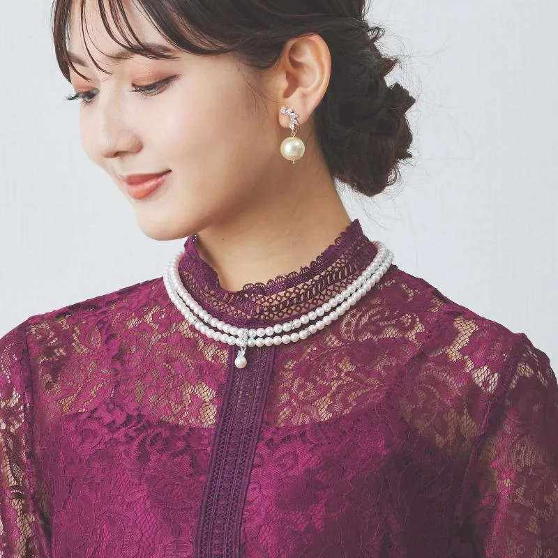 ビジューポイントのスイングパール2連ネックレス