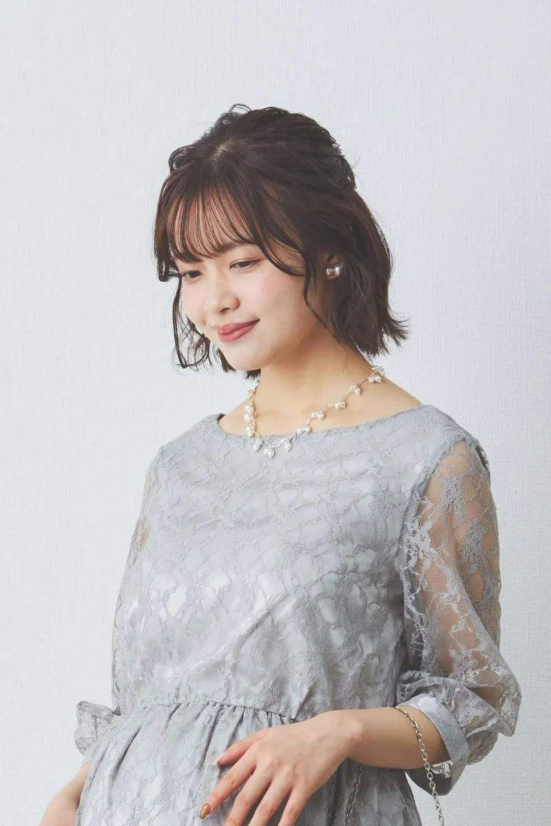 しずくパールのシルバーウェーブネックレス