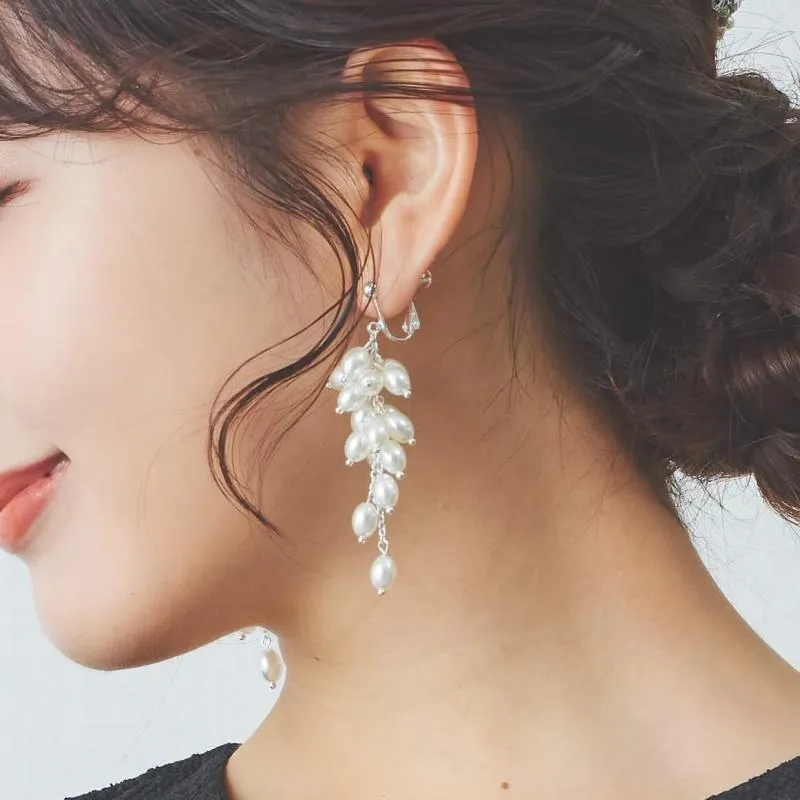 シルバーチェーンのブーケイヤリング